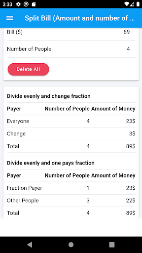 Android application Split Bill screenshort