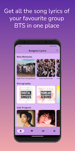Android application Bangtan Lyricz screenshort