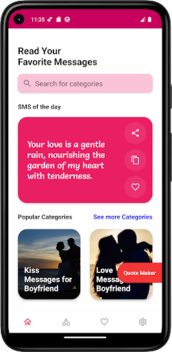 Android application Romantic Love Messages Status screenshort