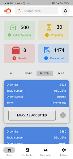 Orderific Service Panel Screen 3