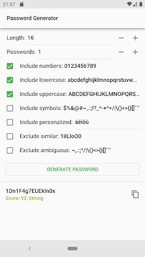 Android application Password Generator screenshort