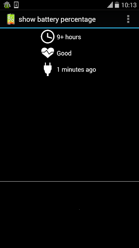 Screenshot of show battery percentage