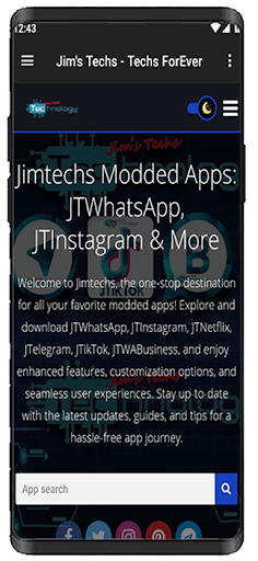 Android application JimTechs screenshort