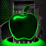 Green Neon Tech Apple Dark Theme  Icon