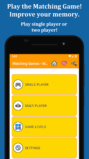 Android application Matching Games screenshort
