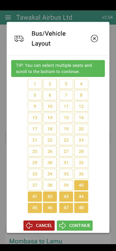 Tawakal Airbus Booking App Screen 2