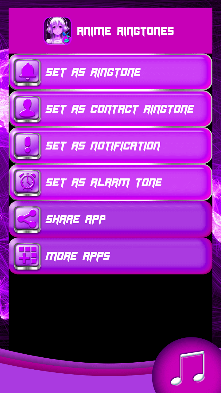 Android application Anime Ringtones screenshort