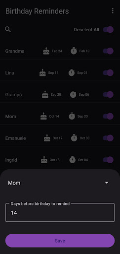 Birthday Reminders