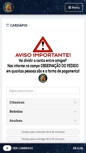 Zodíac Burger Clássicos Delive Screen 2