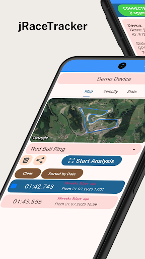 Android application jRaceTracker screenshort