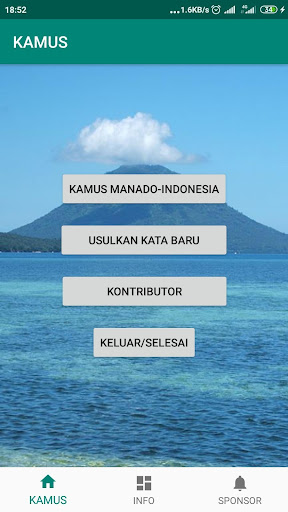 Android application Kamus Bahasa Manado screenshort