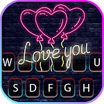 Cover Image of Download Neon Heart Balloons Keyboard B  APK