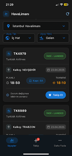 HavaLimanı - Uçuş Takibi Screenshot 2 - AppWisp.com