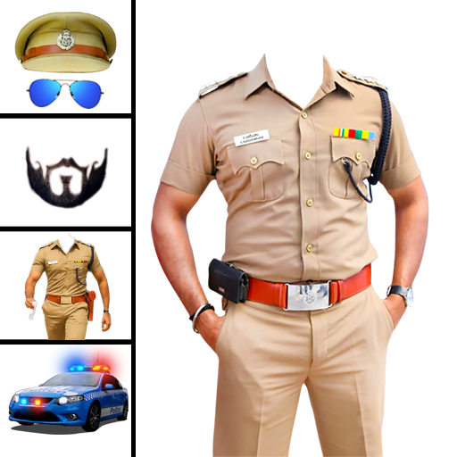 Men police suit photo editor  Icon