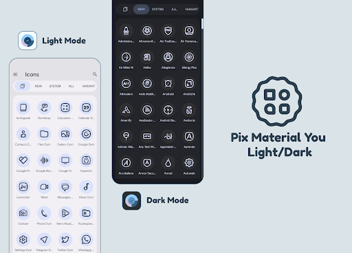Android application Pix Material You Light/Dark screenshort