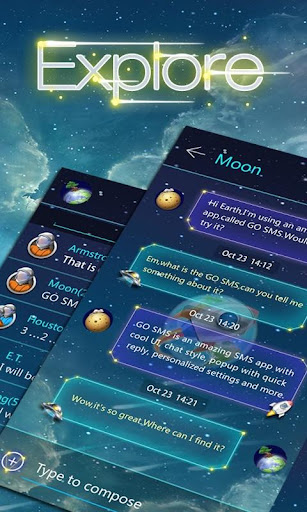 Android application GO SMS PRO EXPLORE THEME screenshort