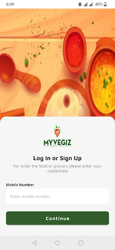 Android application Myvegiz screenshort
