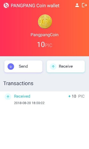 팡팡코인 지갑 (PIC wallet) Screen 2