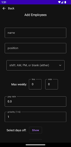 Scheduler Screen 3