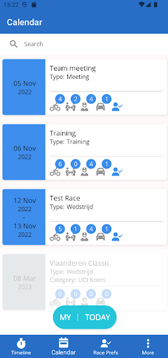 Android application VeloDS Cycling Team Manager screenshort
