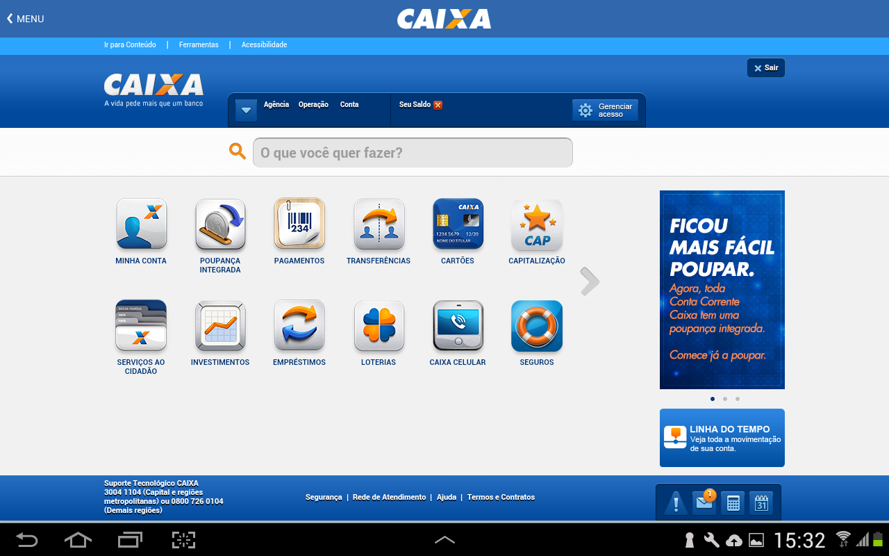 Android application CAIXA para Tablets screenshort