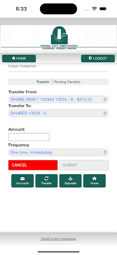 Irving City Employees FCU Screen 3