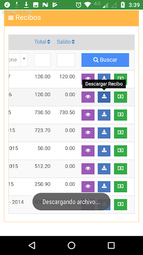 Android application Claverias Administración screenshort