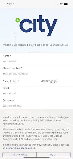 City FM Claims App Screen 2