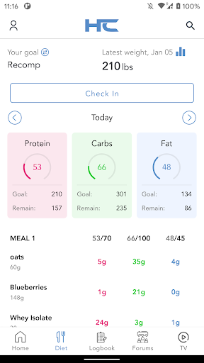 Screenshot of Hypertrophy Coach