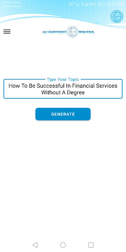 AI Content Writer Screen 2