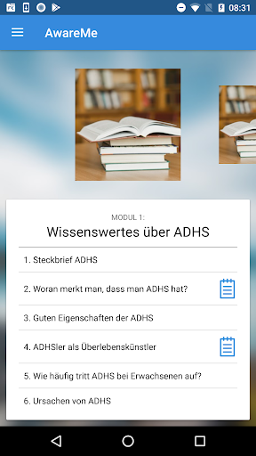 Android application AwareMe ADHS screenshort