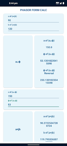 Phasor Form Calc Screen 2