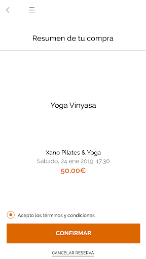 Android application Xano Pilates & Yoga screenshort