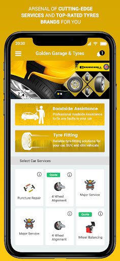 Android application Golden Garage & Tyres Ltd screenshort