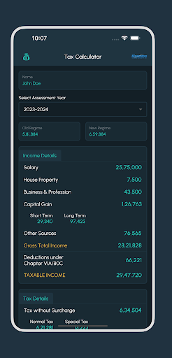 Sinewave MyTax Calculator Screen 3