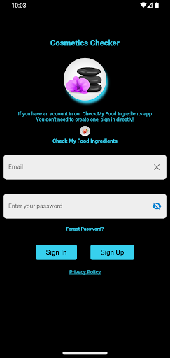 Android application Cosmetics Checker screenshort