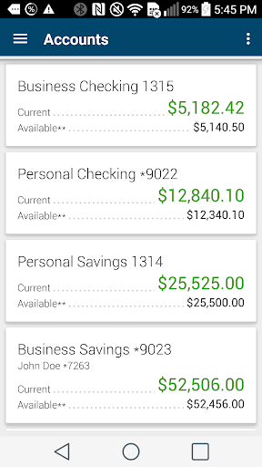 Android application The State Bank of Canton screenshort