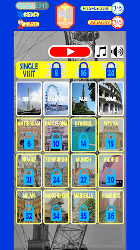Android application Travel Mg Memory Game screenshort