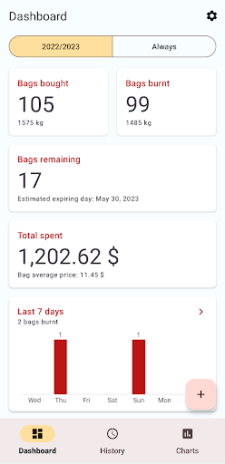 Android application Pellet Tracker screenshort