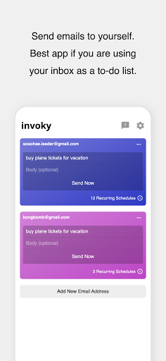 Android application invoky: Email as To-Do screenshort