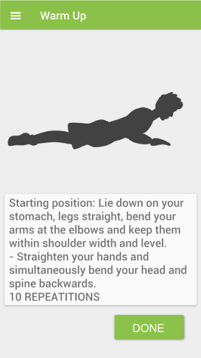 Screenshot of Stretching training