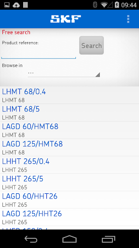 SKF PTP Catalogue Screen 3