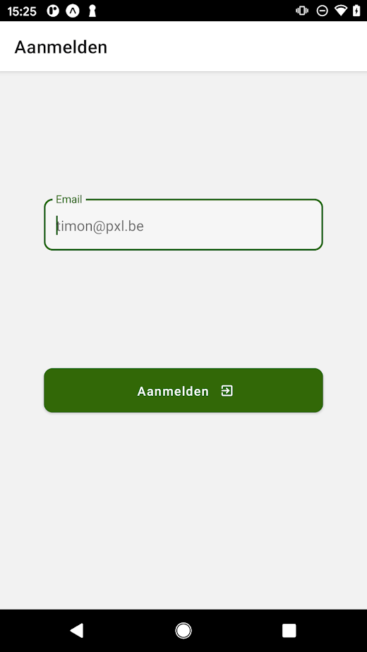 Android application Afvangstregistratie screenshot