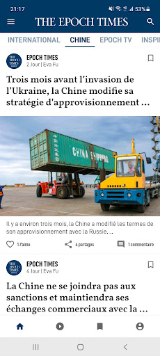 Screenshot of Epoch Times Français