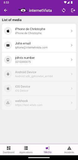 internetVista monitoring Screen 3