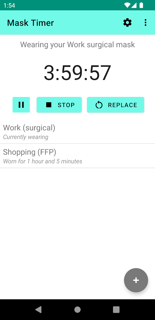 Android application Mask Timer — Track Your Masks screenshot