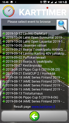 KartTimer Result Browser Screen 2