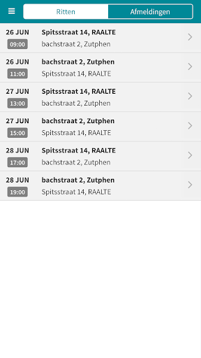 TCR Vervoer app Screen 2