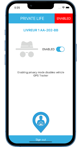 Android application jelocalise Driver screenshort