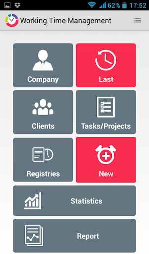 Android application Working Time Management screenshort